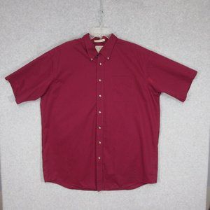 L.L. Bean Men's Button Up Shirt Short Sleeve Red XL Tall Wrinkle Resitant